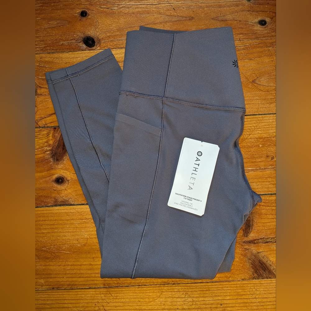 Athleta Salutation Stash II 7/8 Leggings Med Dusty Purple NWOT
